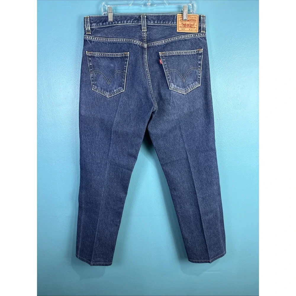 Vintage Levi's 505 Jeans Men 36x34 Dark Blue Regular Fit Straight Leg Denim Y2K